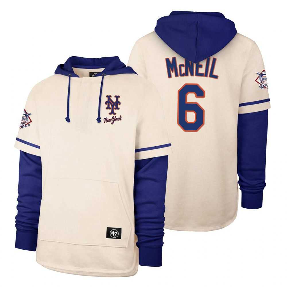 Men New York Mets 6 Mcneil Cream 2021 Pullover Hoodie MLB Jersey